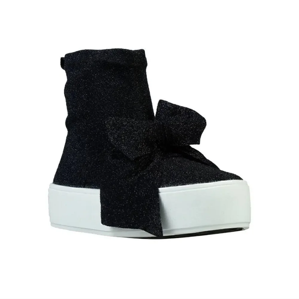 Apepazza Bow Glitter Booties Shoes 39 New